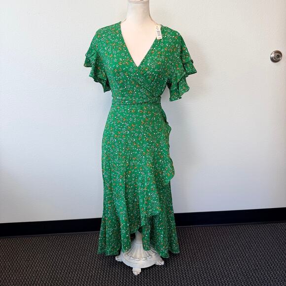Max Studio Dresses & Skirts - Max Studio Womens Wrap Maxi Dress Floral Green High Low Asymmetrical Size S NEW